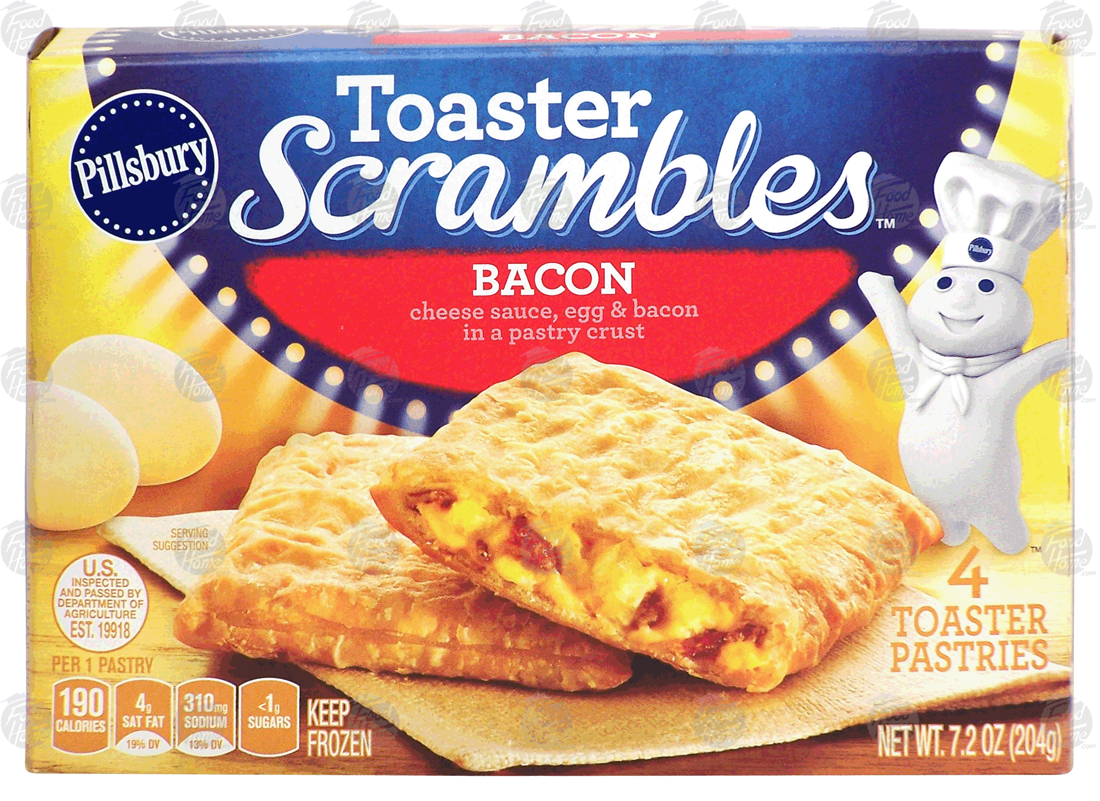 Pillsbury Toaster Scrambles bacon; cheese sauce, egg & bacon in a pastry crust Full-Size Picture